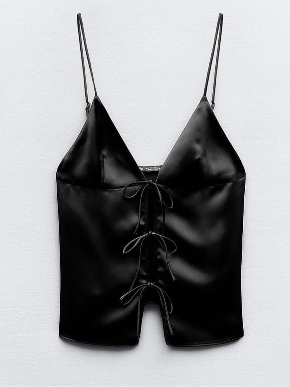 Zara Black Satin Tie-Front Camisole